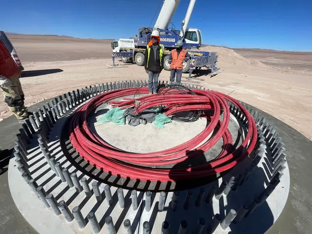 Llegada de cables MT a la fundación de un aerogenerador